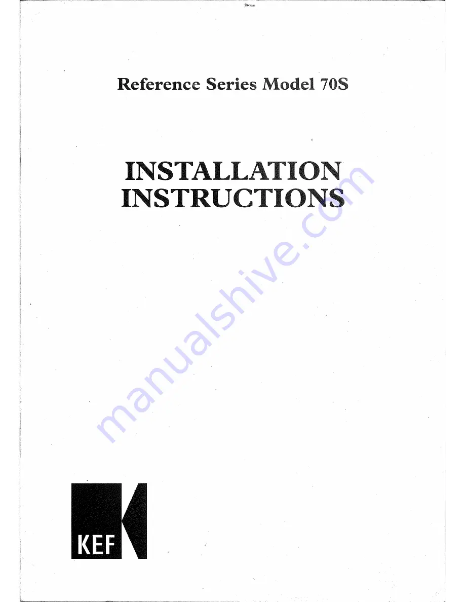 KEF 70S Installation Instructions Manual Download Page 1