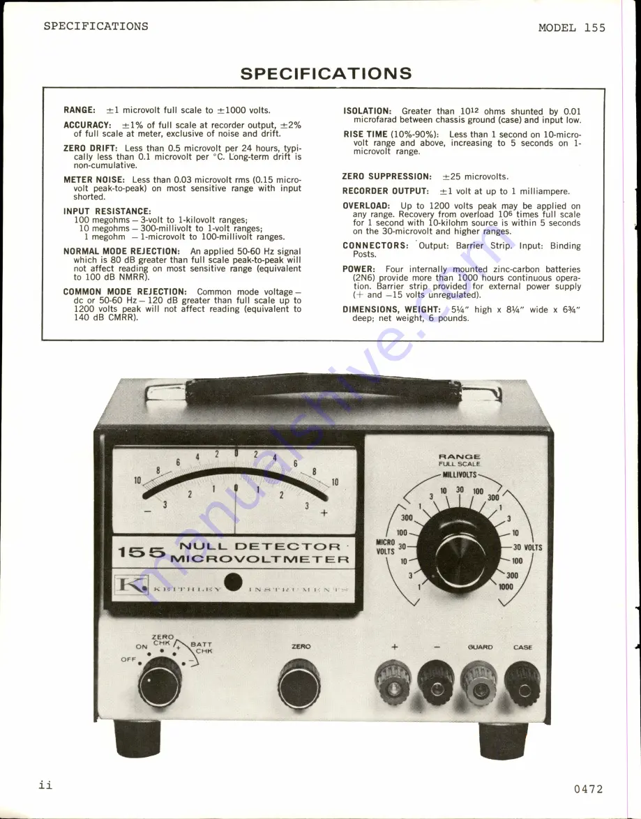 Keithley 155 Instruction Manual Download Page 4