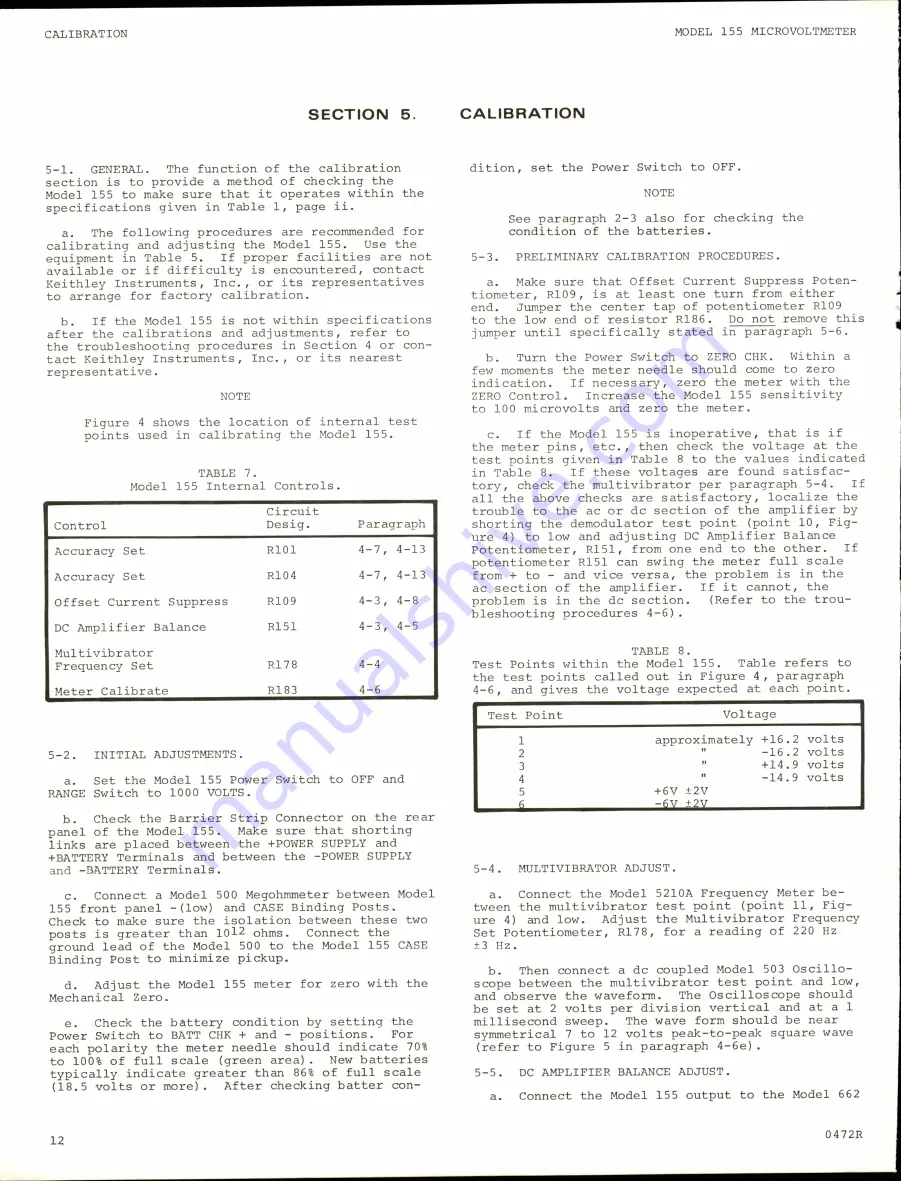 Keithley 155 Instruction Manual Download Page 16