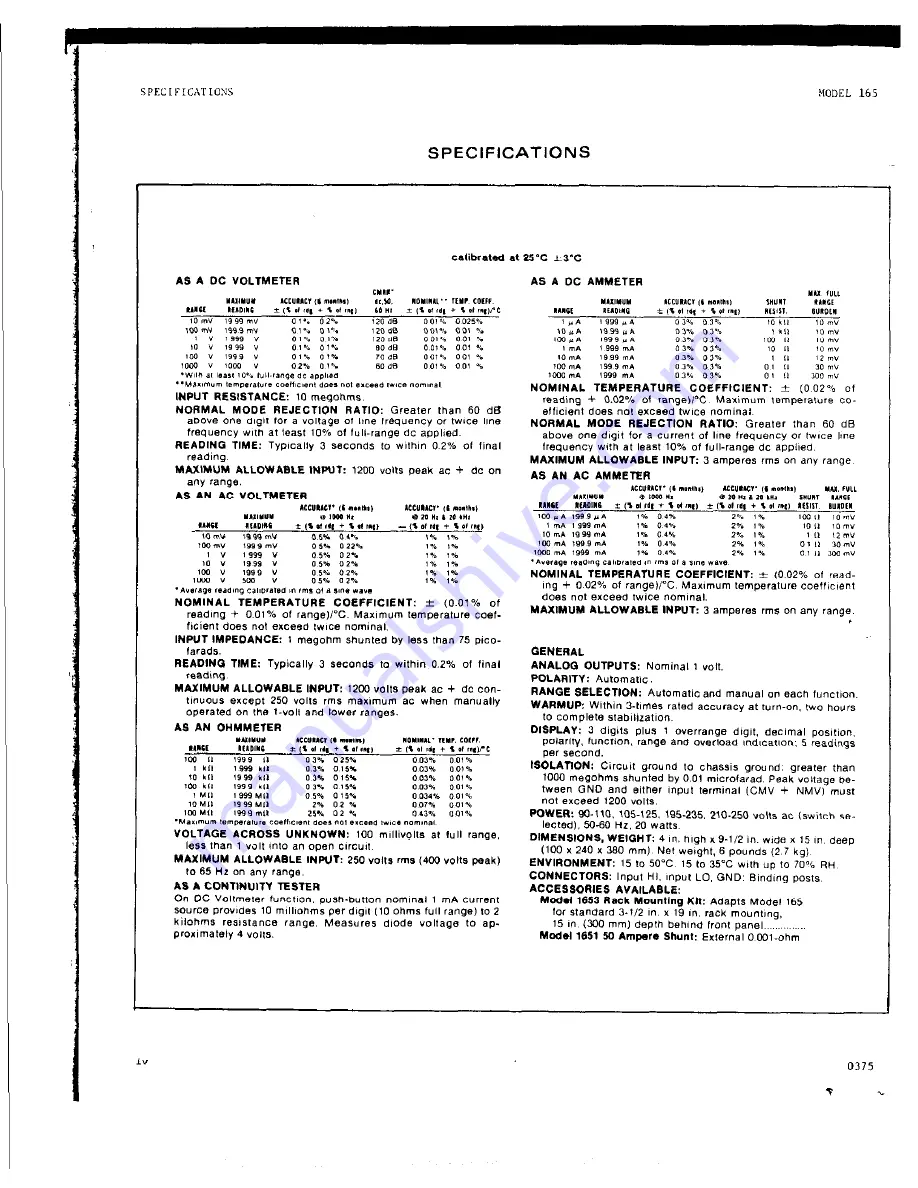 Keithley 165 Скачать руководство пользователя страница 4