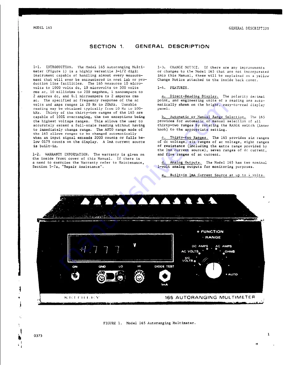 Keithley 165 Скачать руководство пользователя страница 5