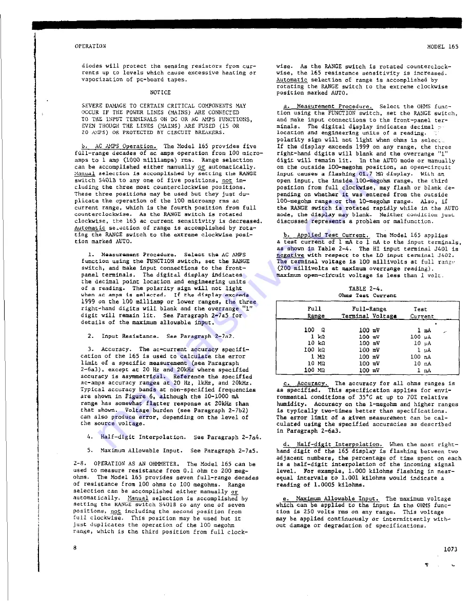 Keithley 165 Скачать руководство пользователя страница 12