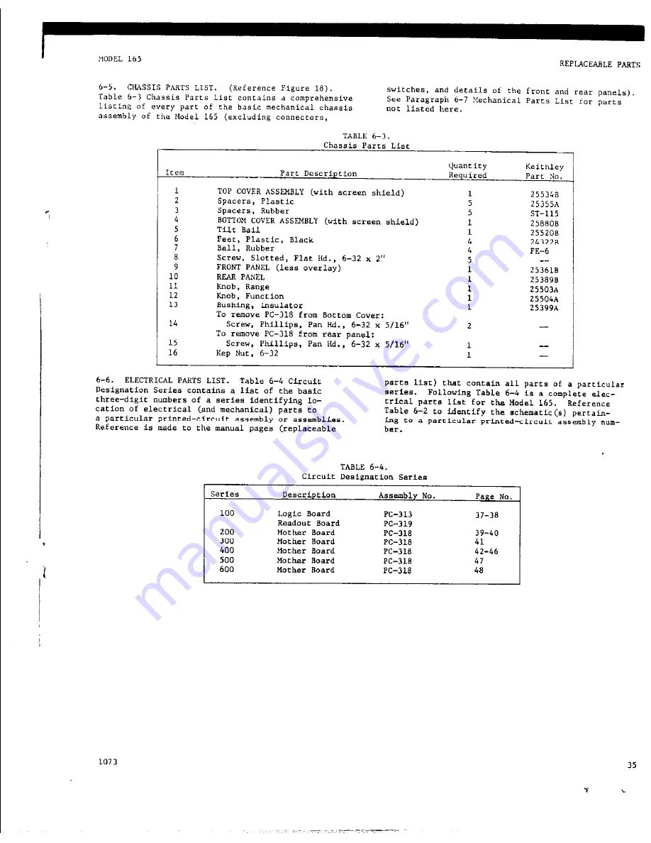 Keithley 165 Instruction Manual Download Page 39