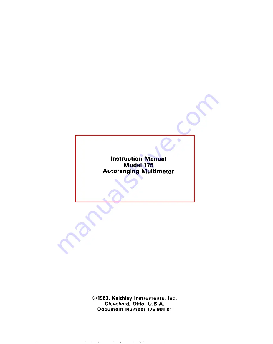 Keithley 175 Instruction Manual Download Page 2