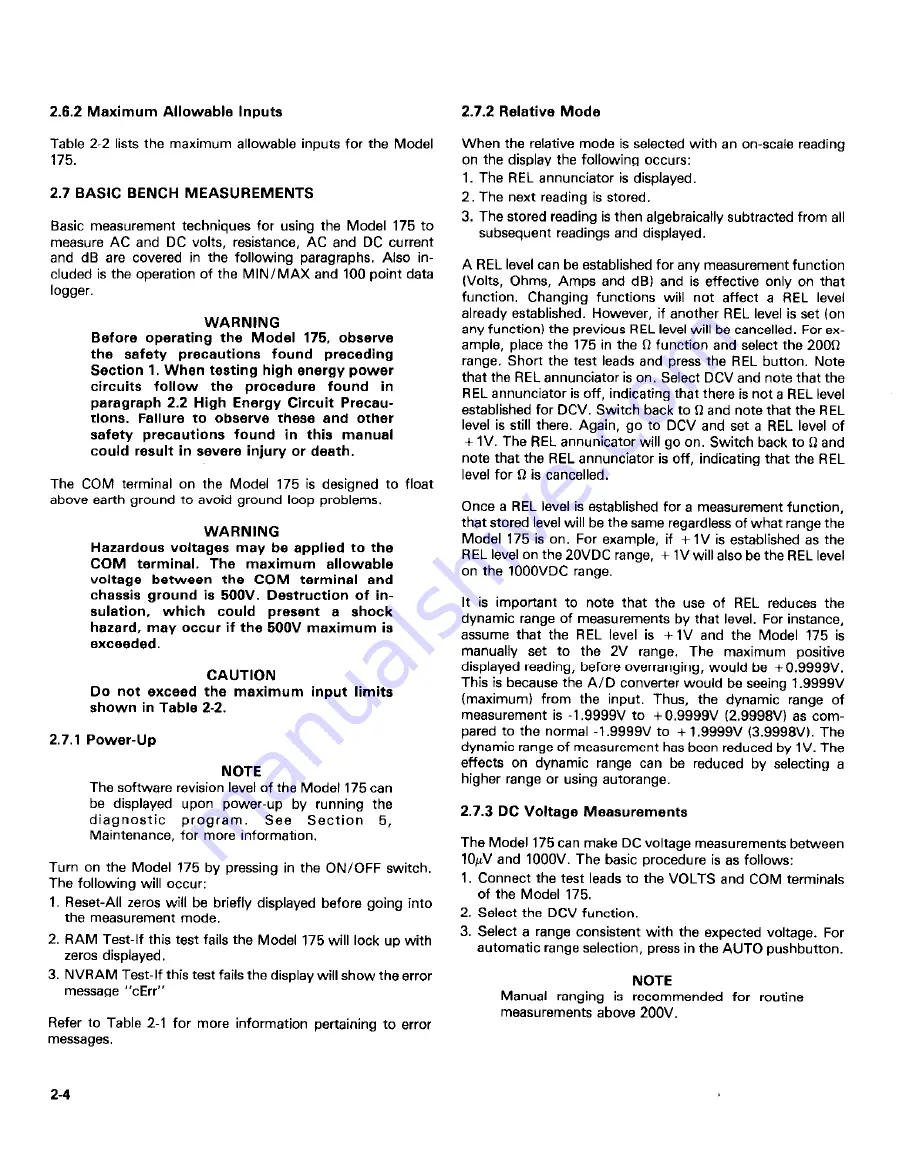 Keithley 175 Instruction Manual Download Page 17