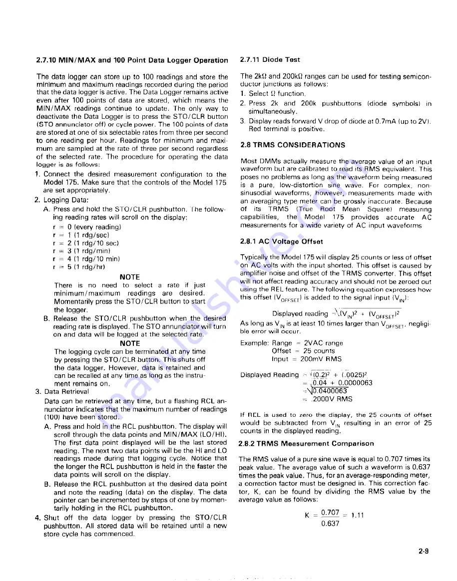 Keithley 175 Instruction Manual Download Page 22