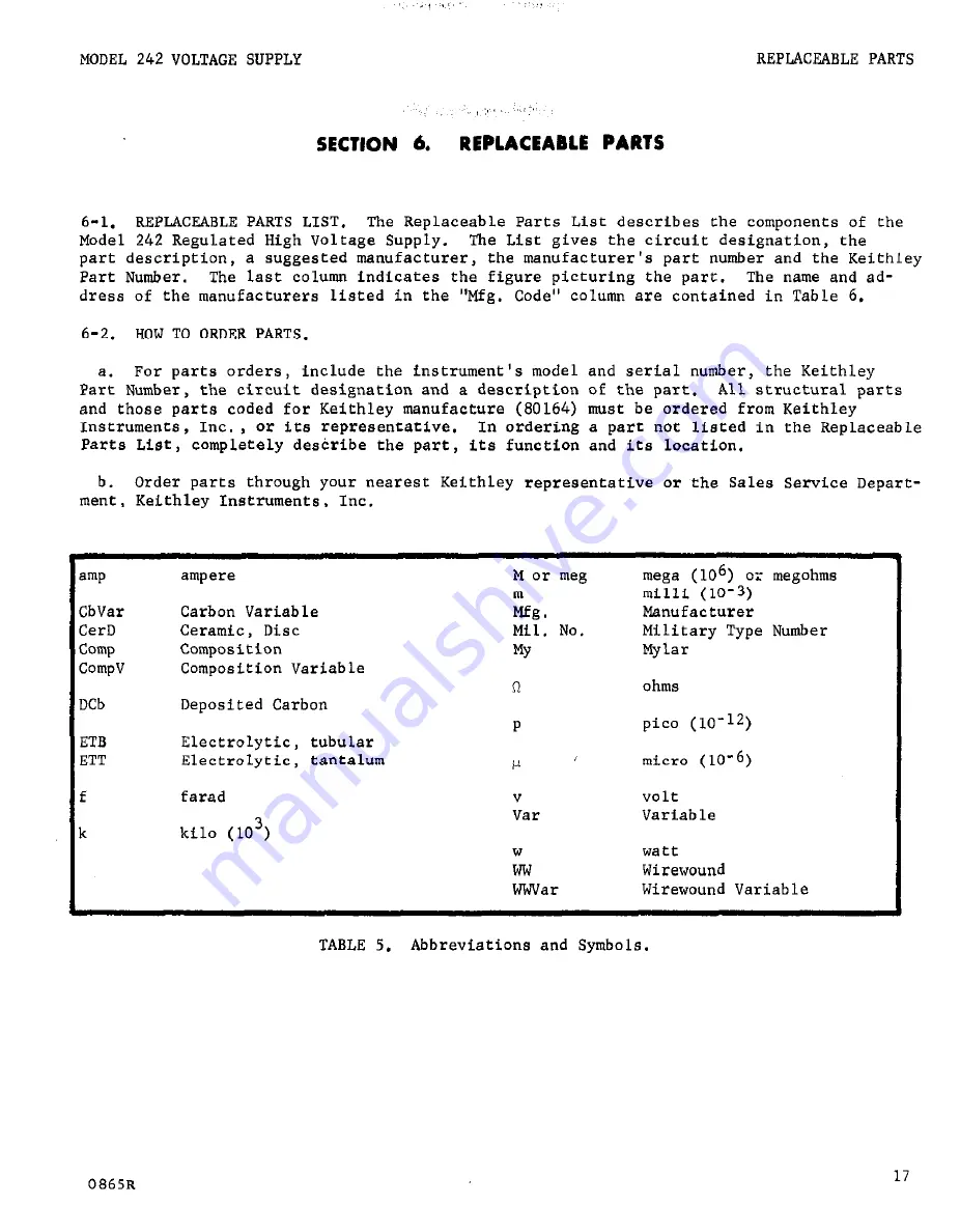 Keithley 242 Instruction Manual Download Page 20