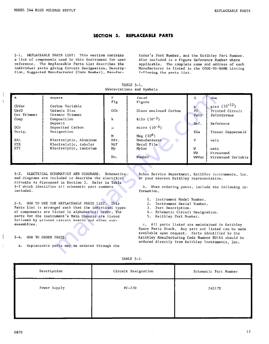 Keithley 244 Instruction Manual Download Page 17