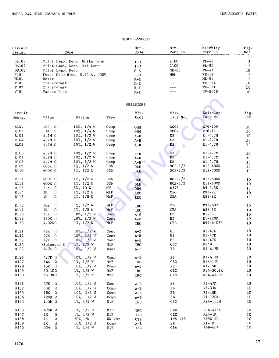 Keithley 244 Скачать руководство пользователя страница 21