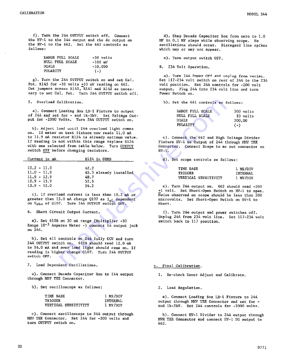 Keithley 244 Instruction Manual Download Page 24