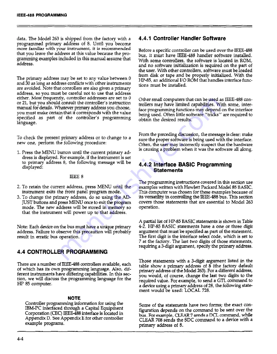 Keithley 263 Instruction Manual Download Page 64