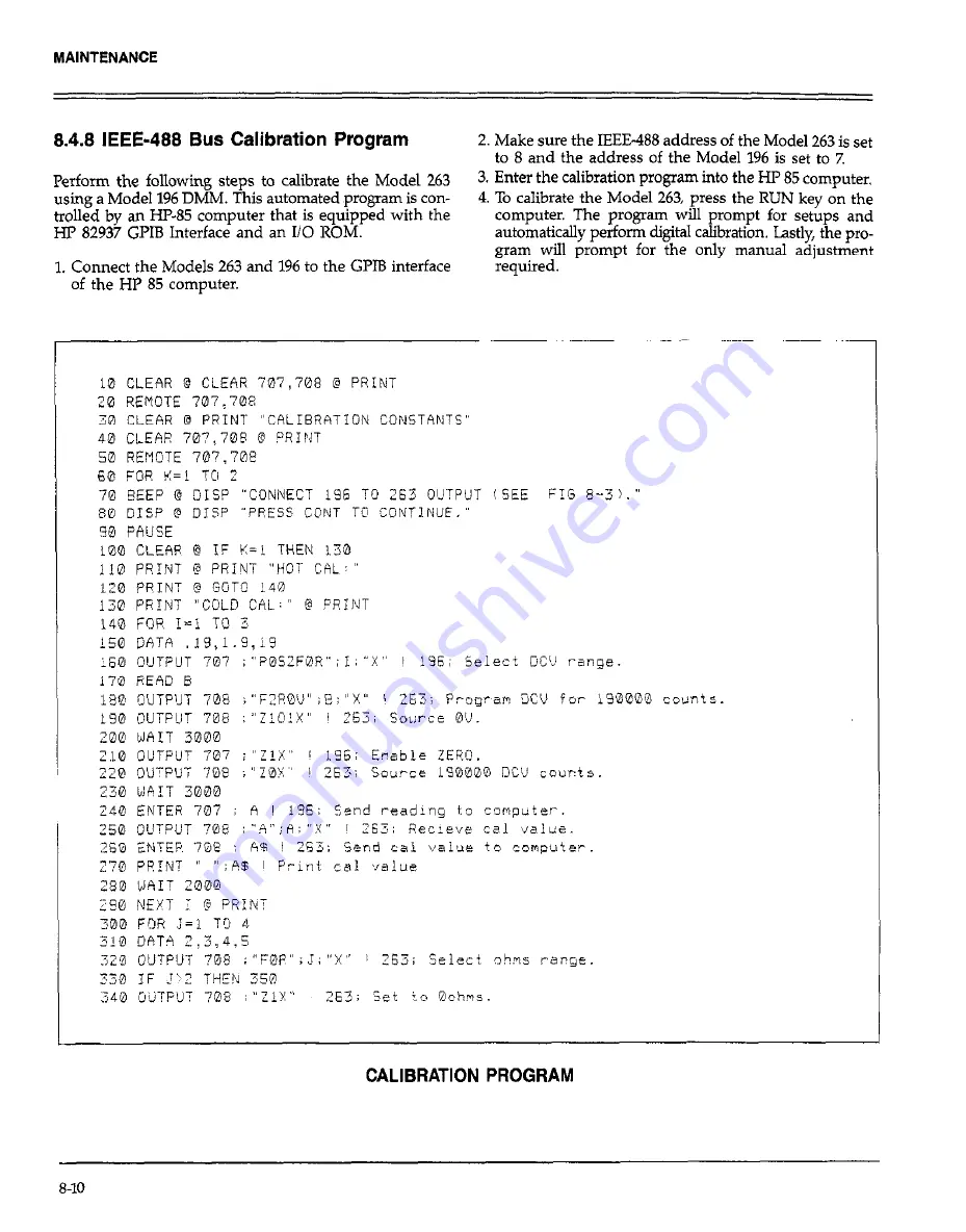 Keithley 263 Instruction Manual Download Page 147