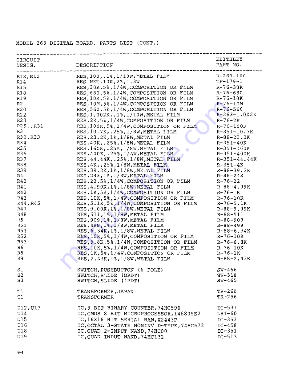 Keithley 263 Instruction Manual Download Page 169