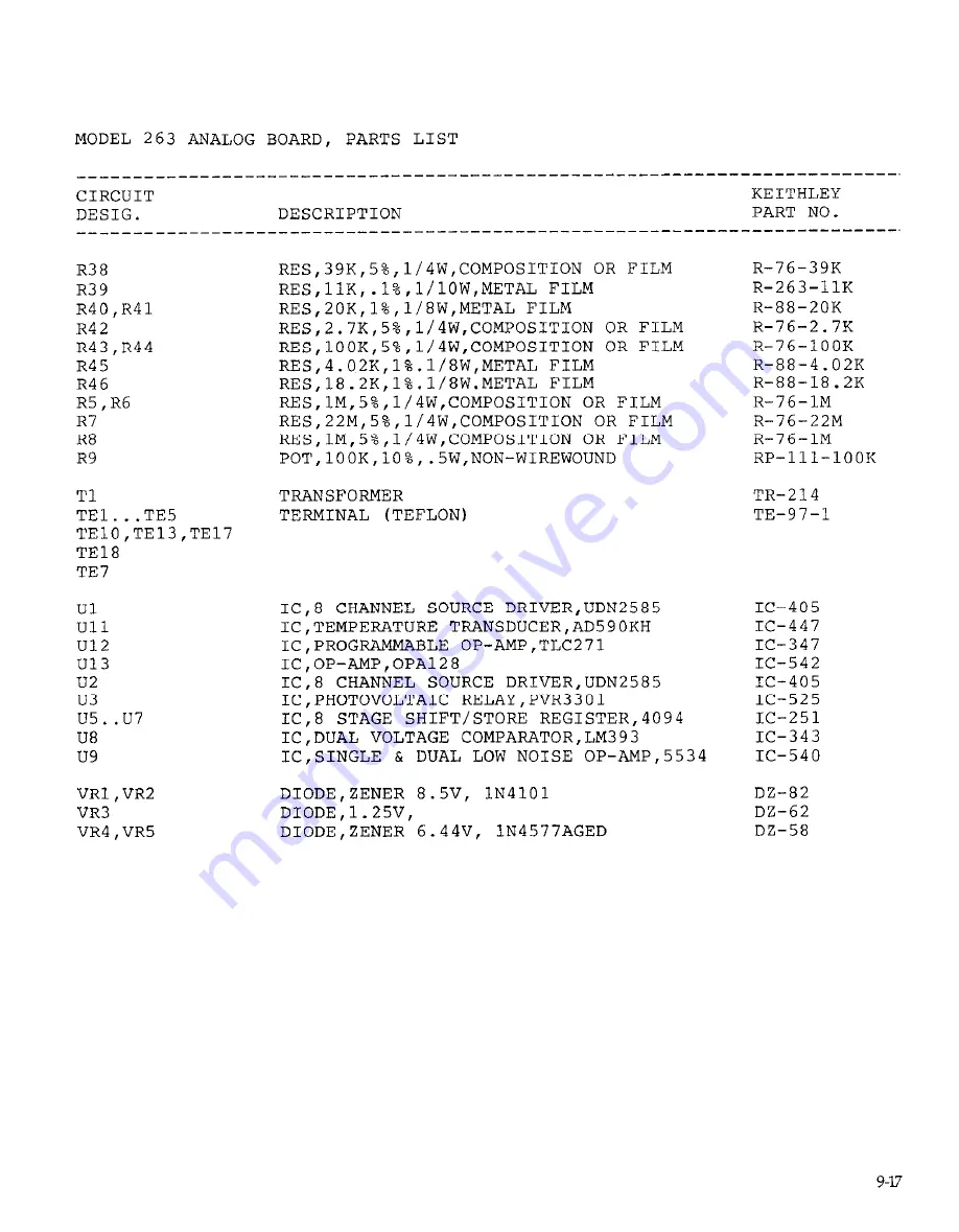 Keithley 263 Instruction Manual Download Page 178