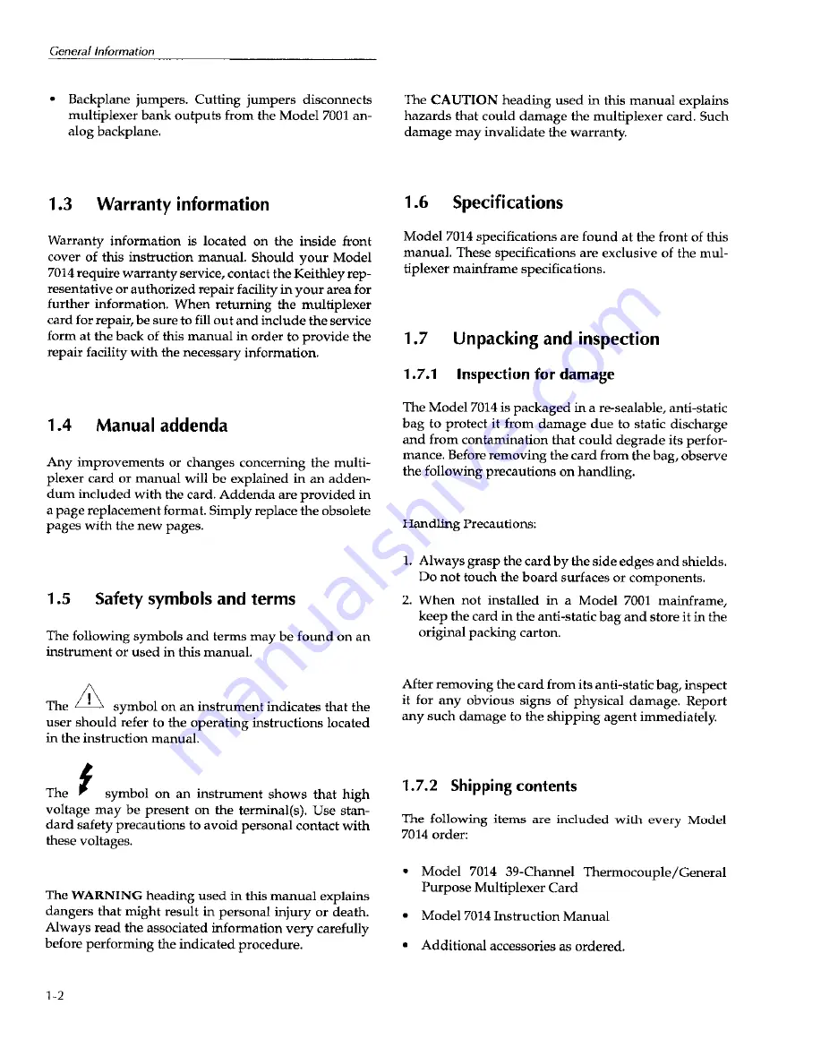 Keithley 7014 Manual Download Page 16