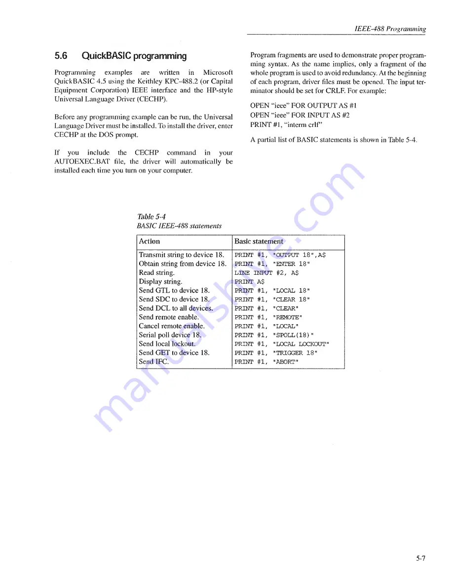 Keithley 707A Instruction Manual Download Page 77