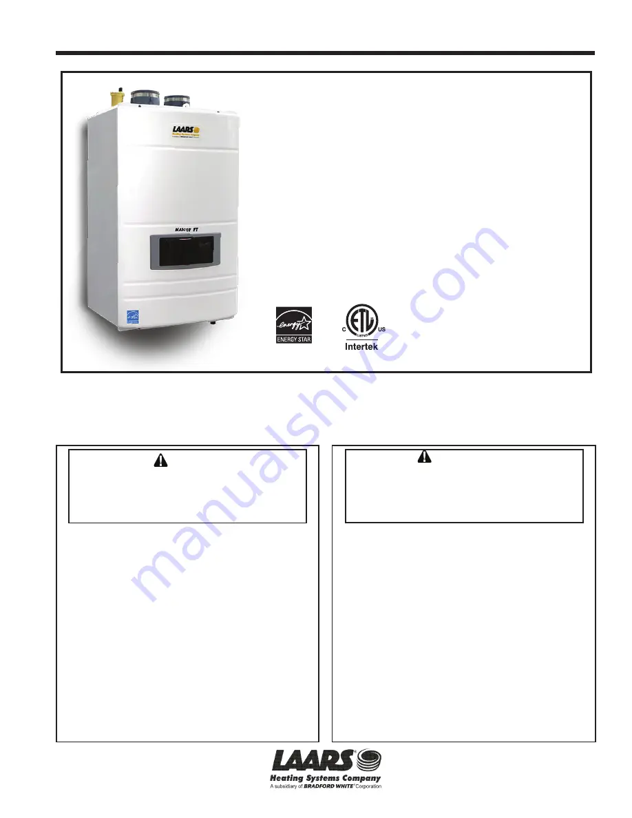 Laars MASCOT FT MFTCW User Manual Download Page 1