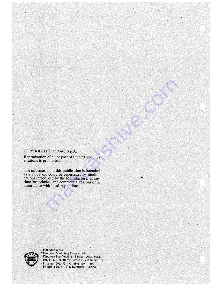 Lancia K Workshop Manual Download Page 474