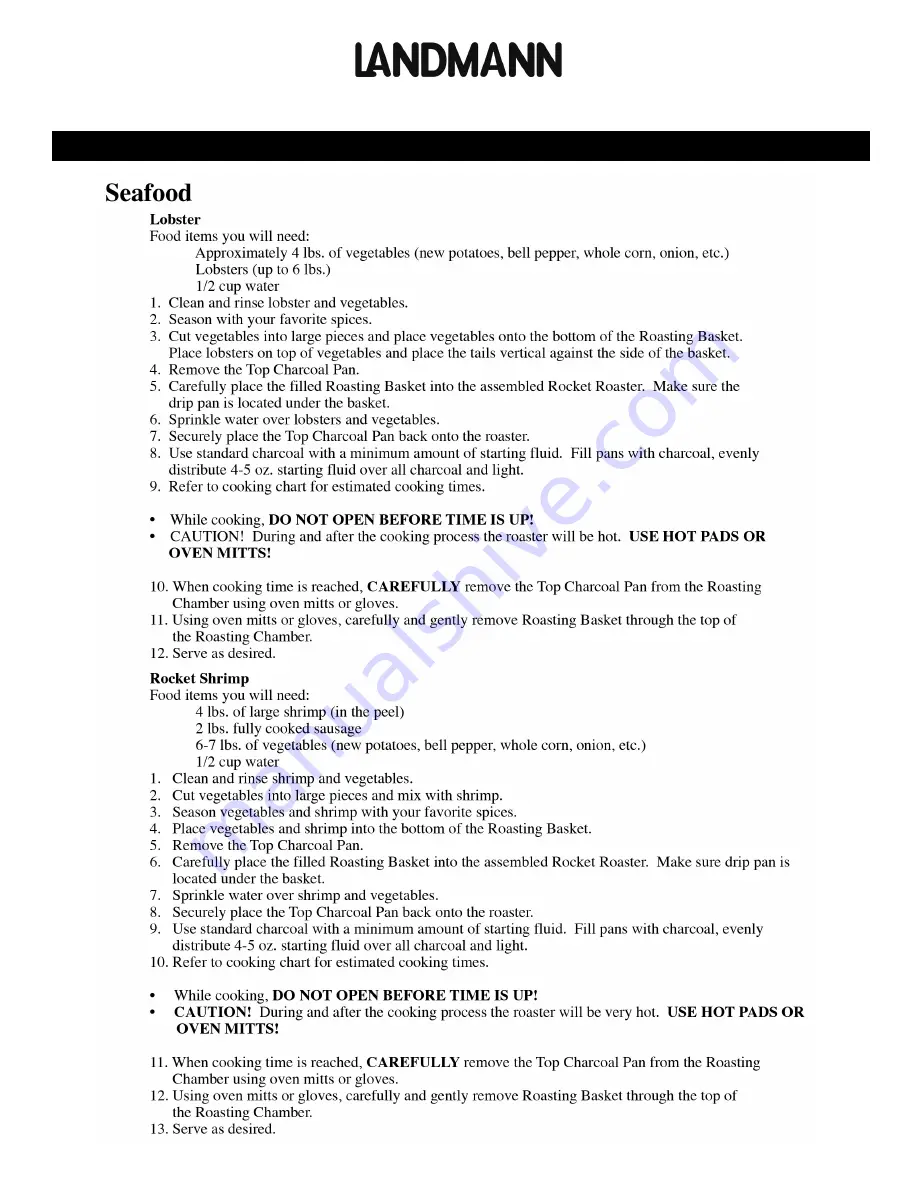 Landmann Rocket Roaster 590201 Operating Instructions Manual Download Page 6