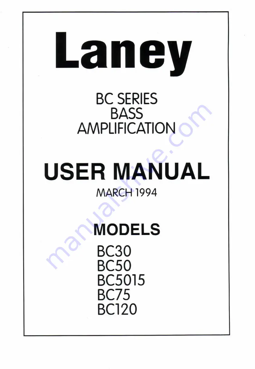 Laney BC Series Скачать руководство пользователя страница 1