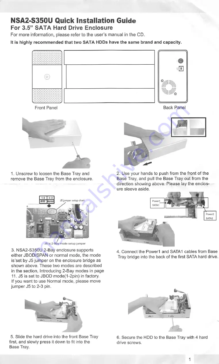 Macally NSA2-S350U Quick Installation Manual Download Page 1