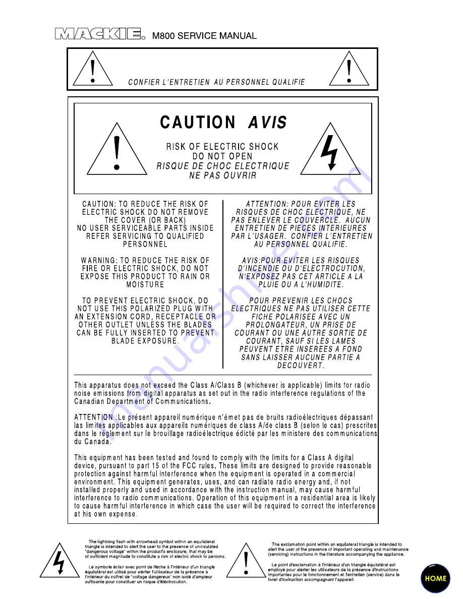 Mackie M-800 Service Manual Download Page 2