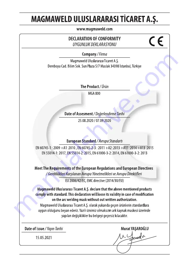 Magmaweld MGA 800 User Manual Download Page 28