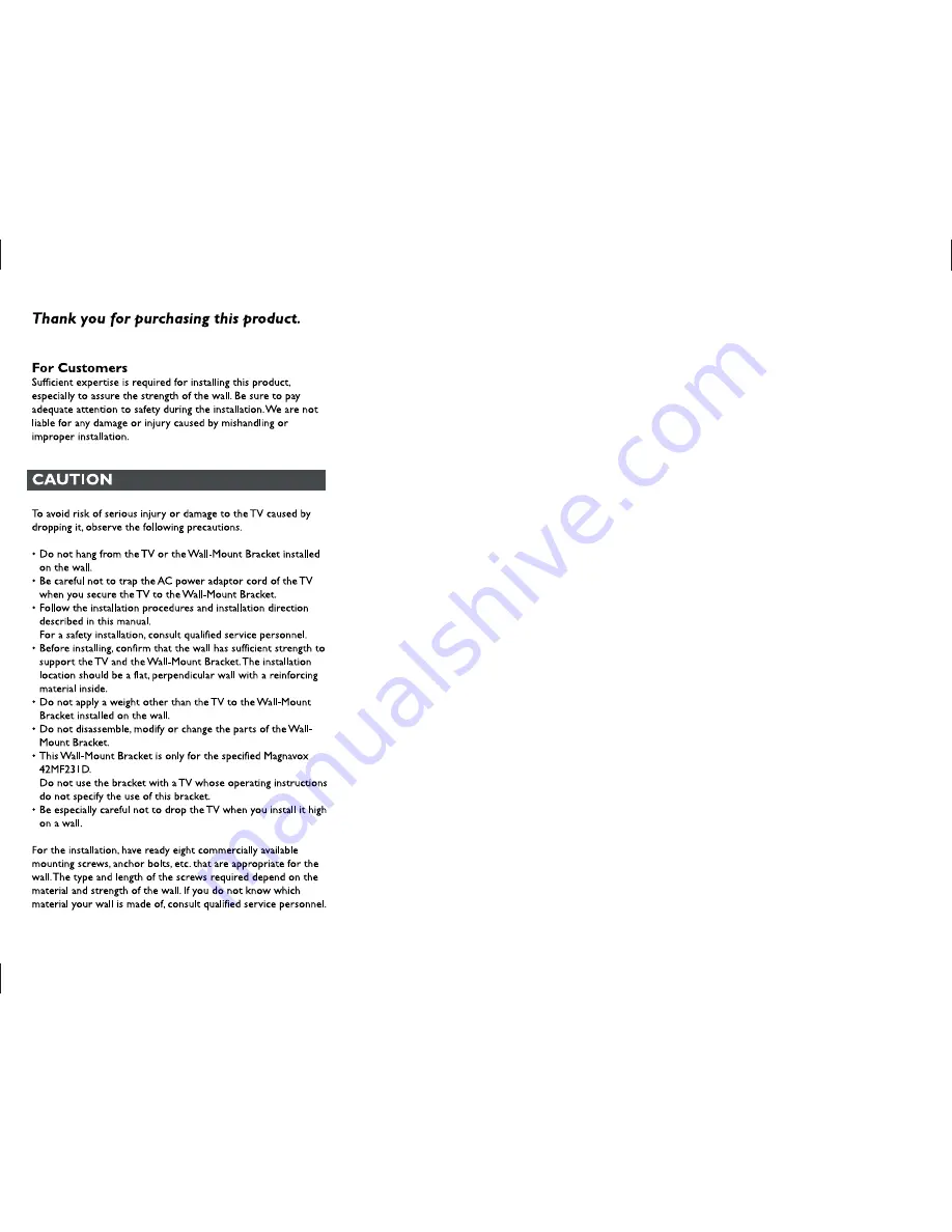 Magnavox 42MF231D - Hook Up Guide Mounting Manual Download Page 2