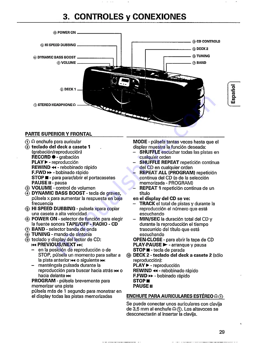 Magnavox AZ8350 - Cd Radio Cass Recorder Manual Del Usuario Download Page 7