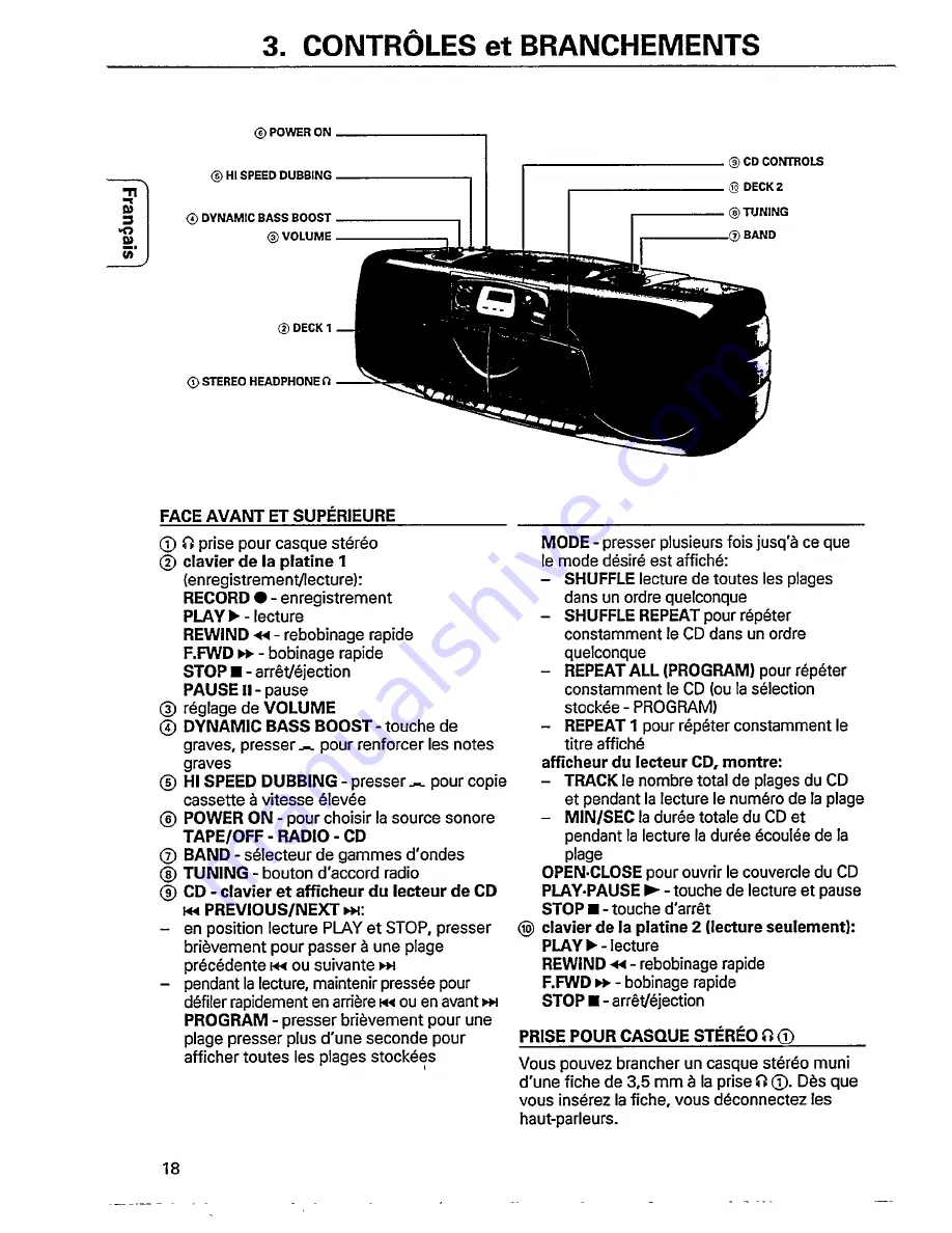 Magnavox AZ8350 - Cd Radio Cass Recorder Manuel D'Utilisation Download Page 7