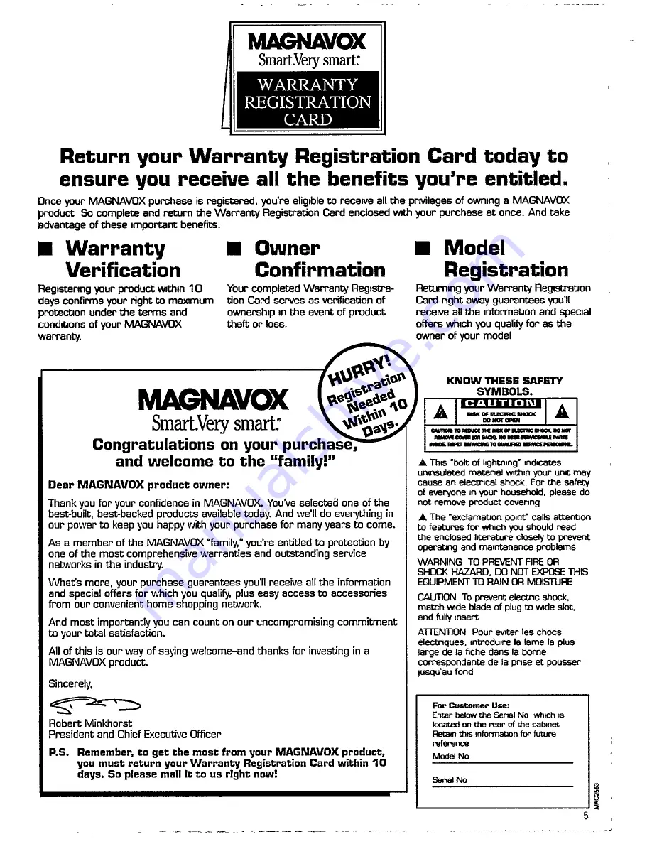 Magnavox AZ9350 Operating Instructions Manual Download Page 5