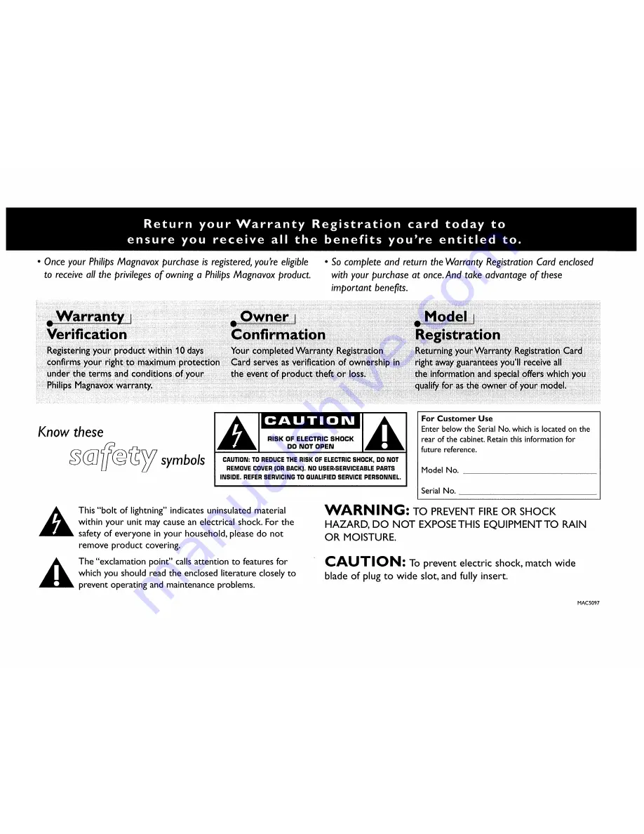 Magnavox FW 560C Owner'S Manual Download Page 2