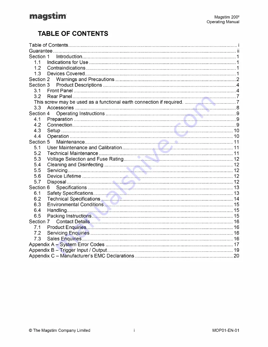 MAGSTIM 2002 Скачать руководство пользователя страница 2