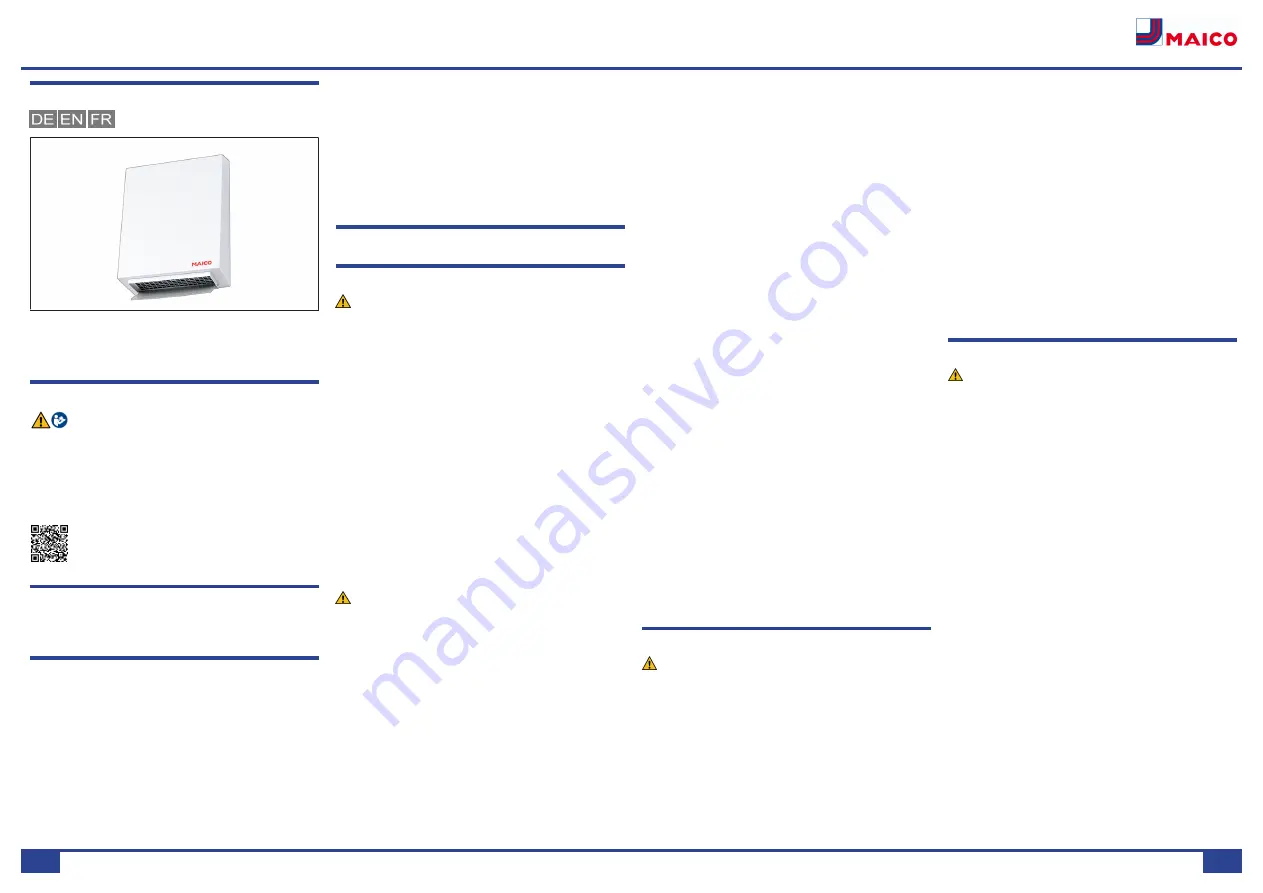 Maico AWV Series Installation And Operating Instructions Manual Download Page 1