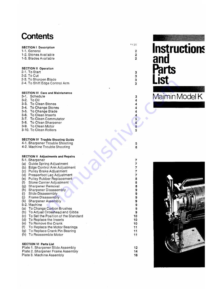 maimin K Instructions And Parts List Download Page 3