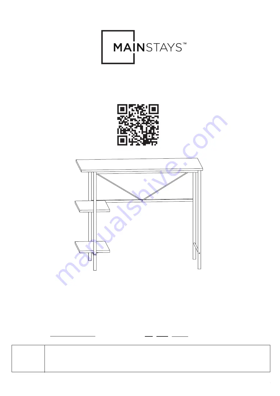 Mainstays Side Storage Desk Assembly Instructions Manual Download Page 1