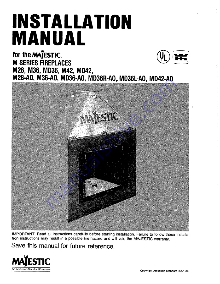 Majestic M28 Installation Manual Download Page 1