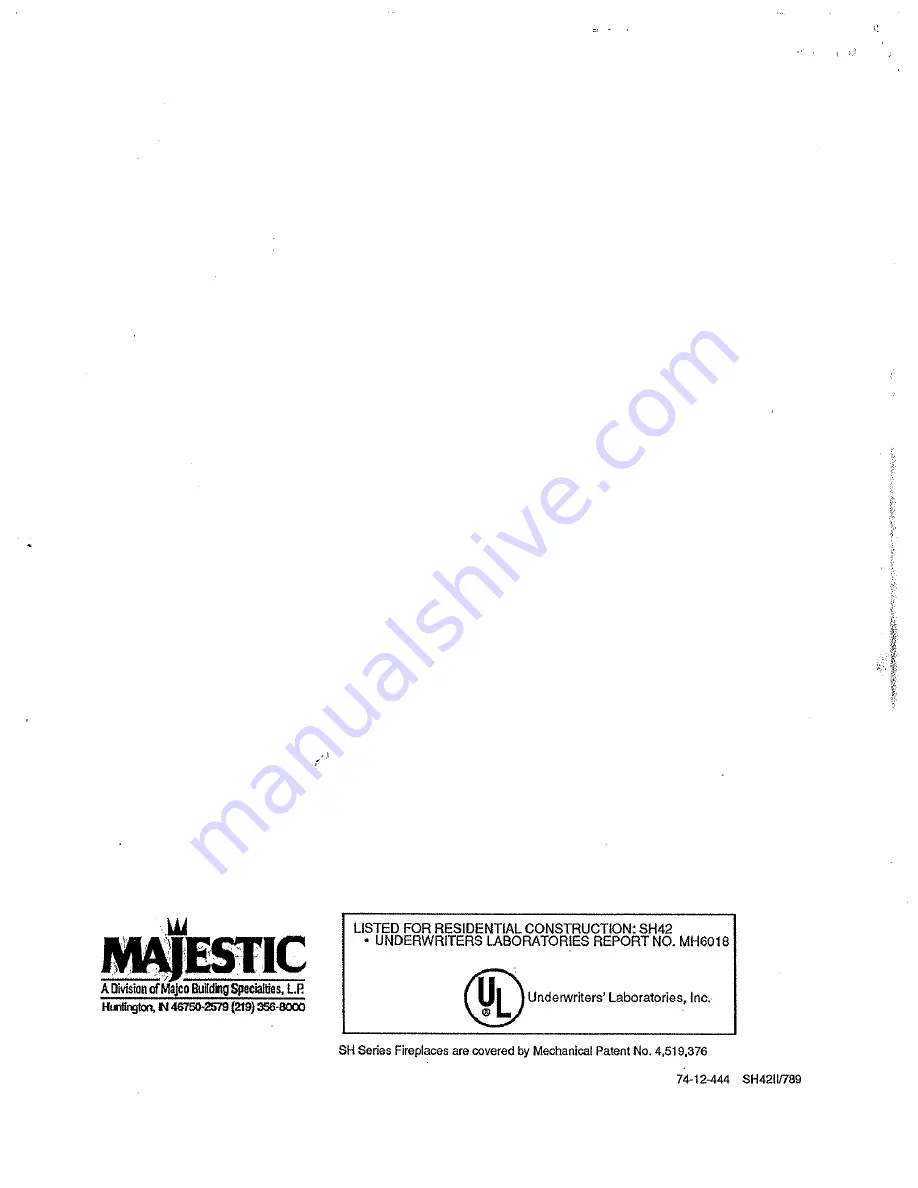 Majestic SH42 Operation Instructions Manual Download Page 20