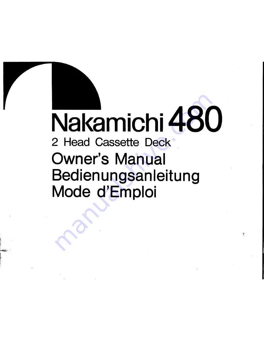 Nakamichi 480 Owner'S Manual Download Page 1