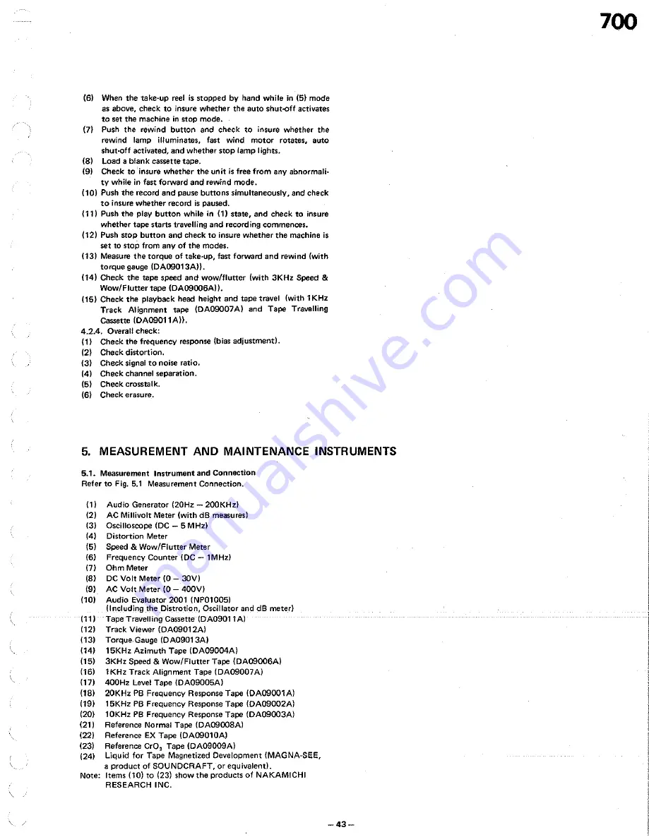 Nakamichi 700 Service Manual Download Page 43