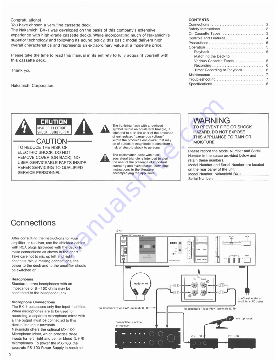 Nakamichi BX-1 Owner'S Manual Download Page 2