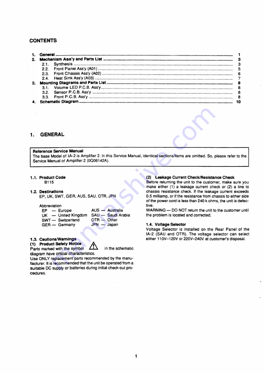 Nakamichi IA-2 Service Manual Download Page 2