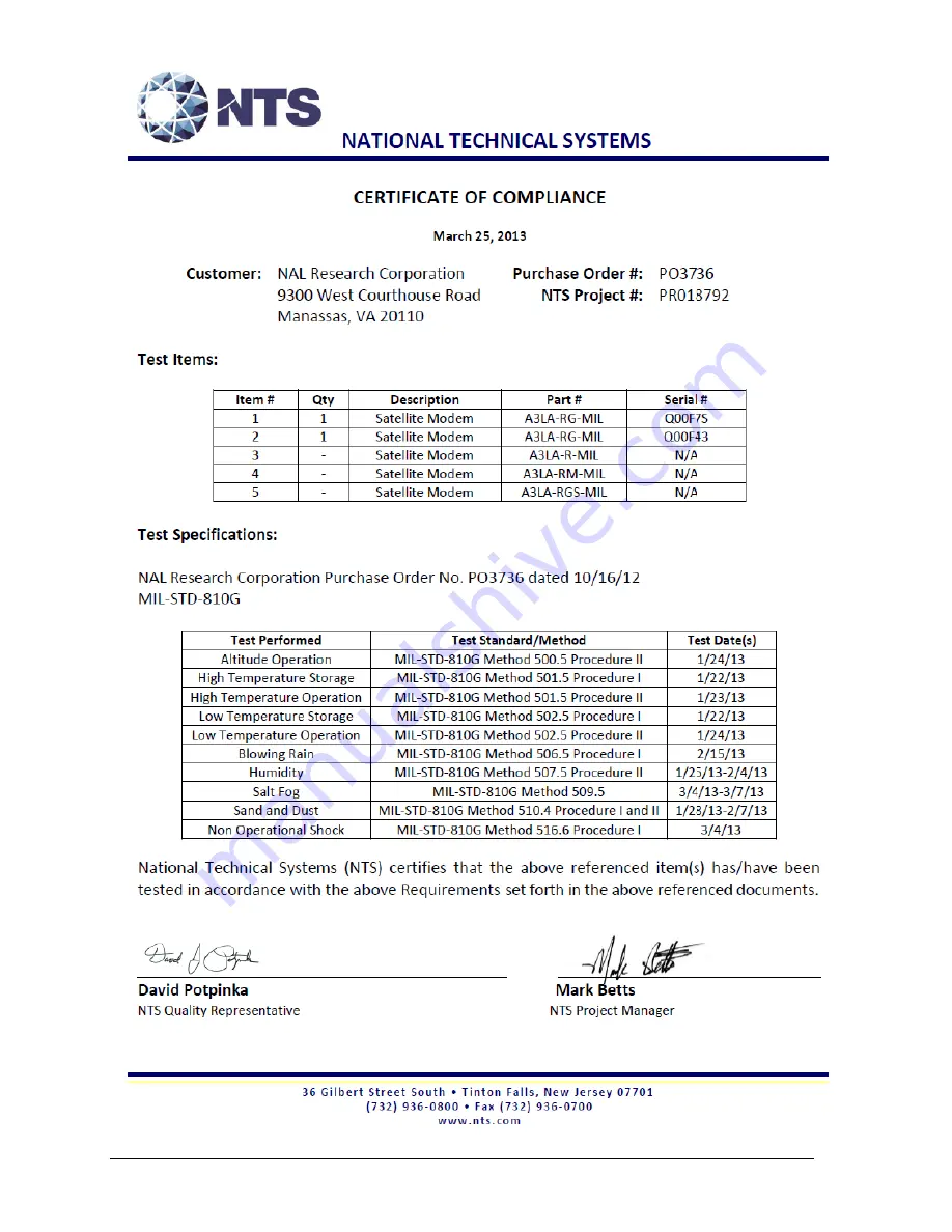 NAL RESEARCH CORPORATION A3LA-RM General Description Manual Download Page 111