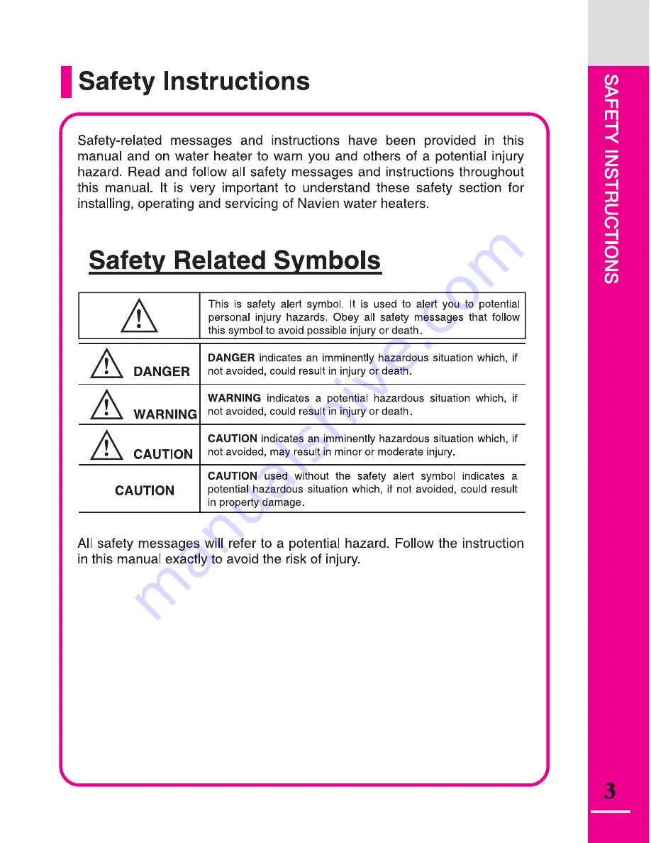 Navien CR-180 Owner'S Operation Manual Download Page 3