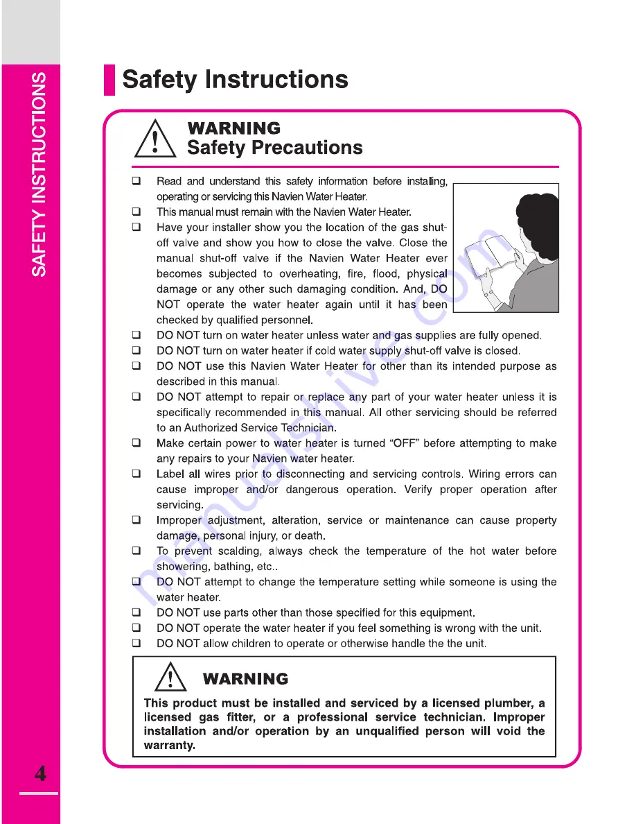 Navien CR-180 Owner'S Operation Manual Download Page 4