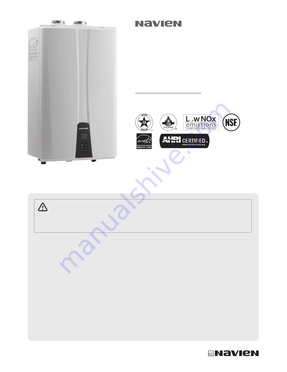 Navien NPE-180A Installation Manual Download Page 1