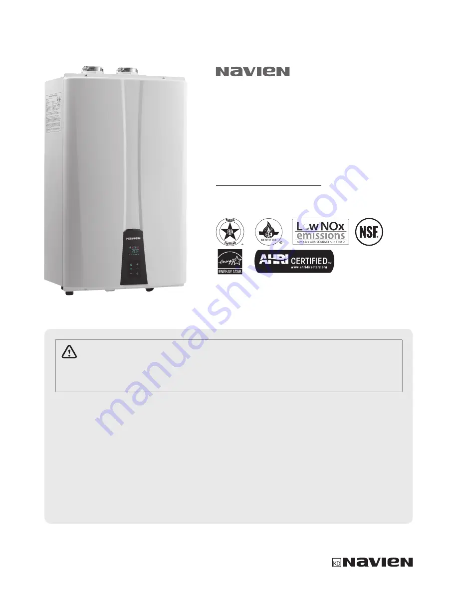 Navien NPE-180A Operation Manual Download Page 1