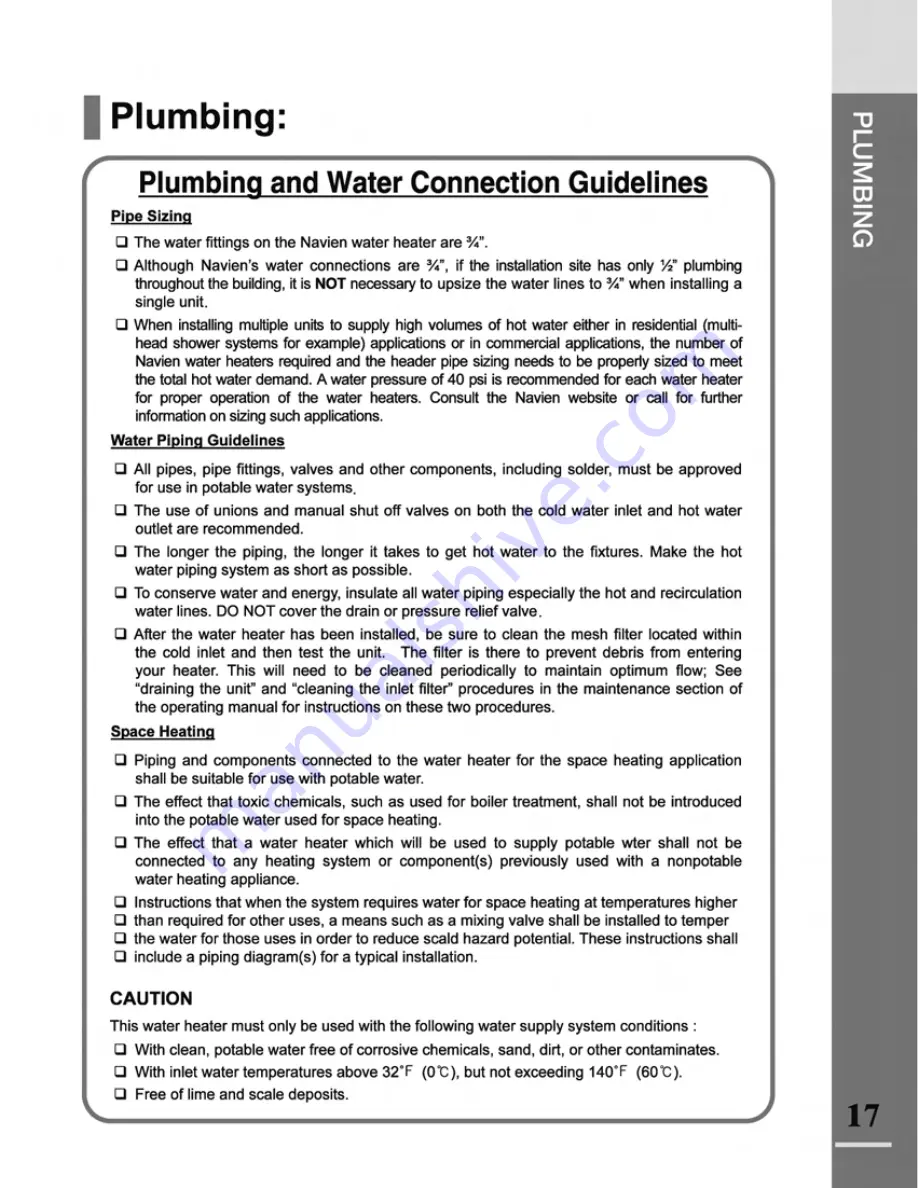 Navien NR-180A Installation Manual Download Page 17