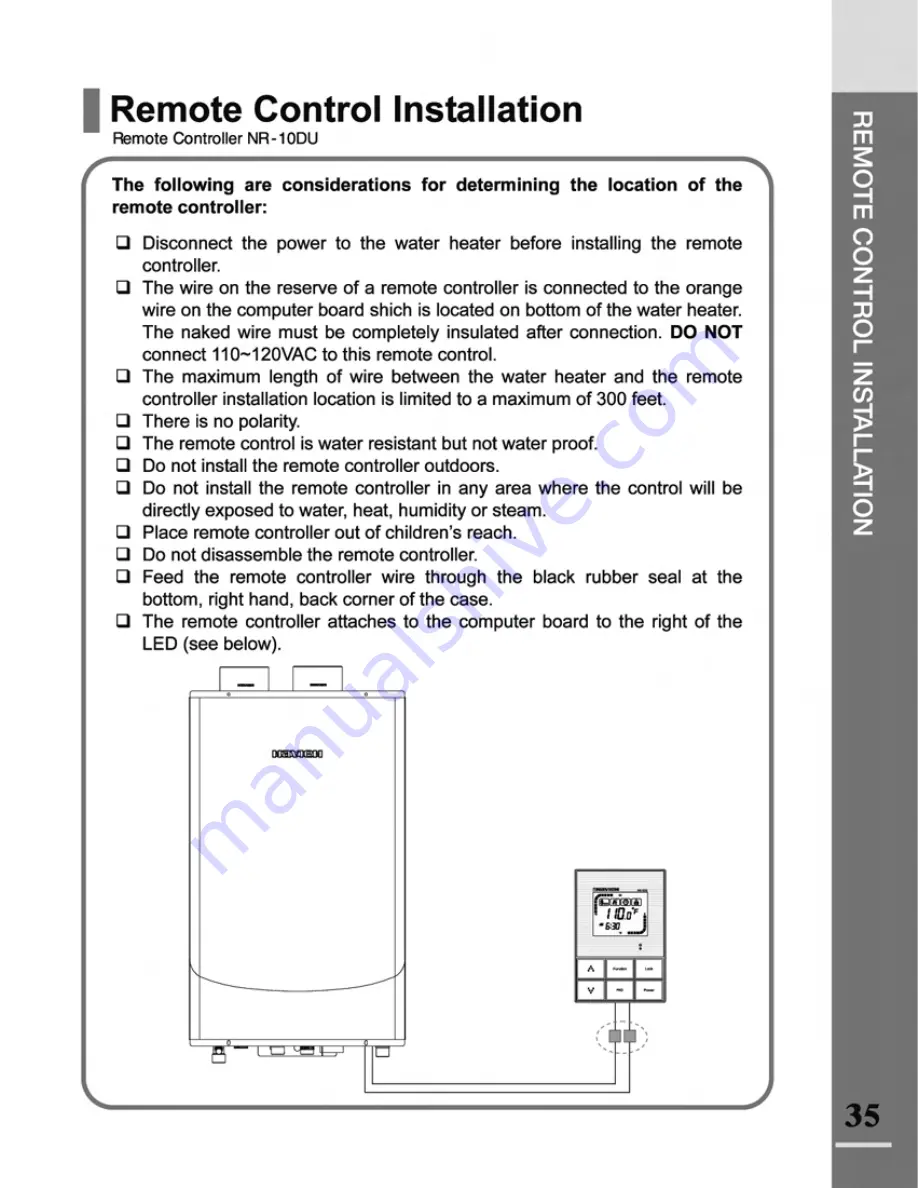 Navien NR-180A Installation Manual Download Page 35