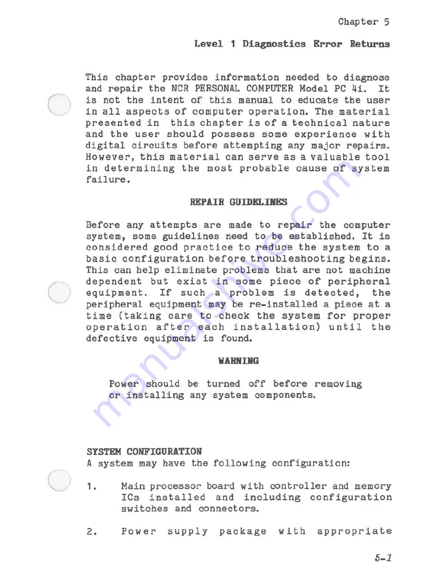 NCR PC4I Service Manual Download Page 117